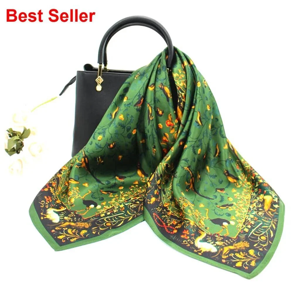100% Mulberry Silk Square Scarf for Hair, 25.6